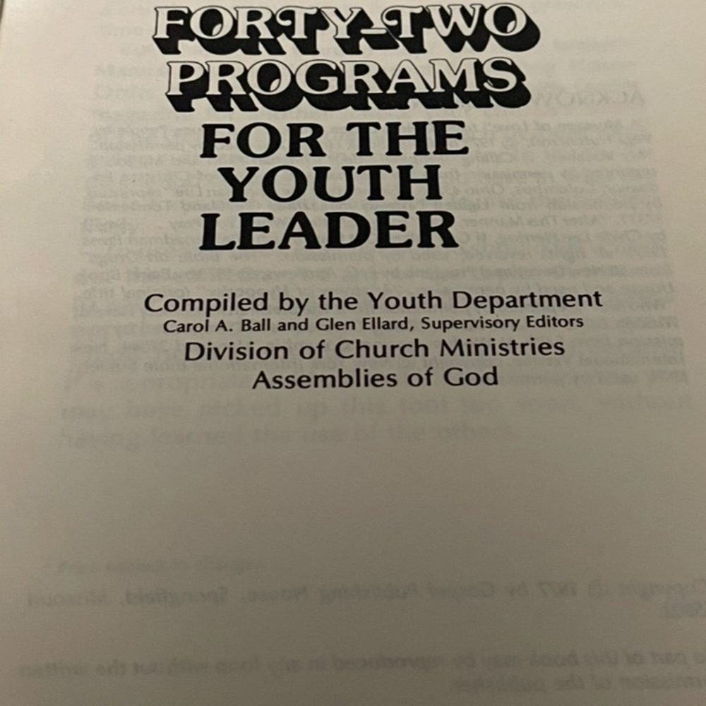 Vintage 1977 Forty-Two Programs For The Youth Leader